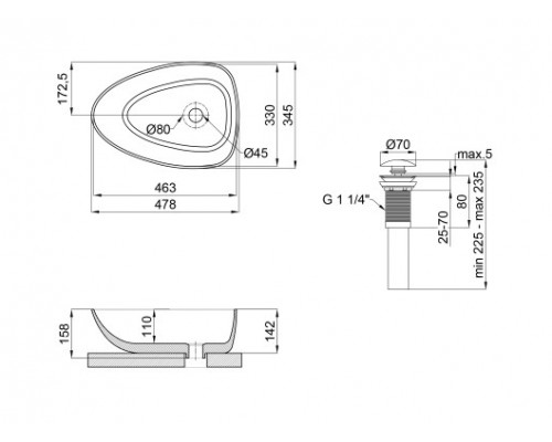 Раковина-чаша Qtap Leo 400х350х160 White з донним клапаном QT1111A053W