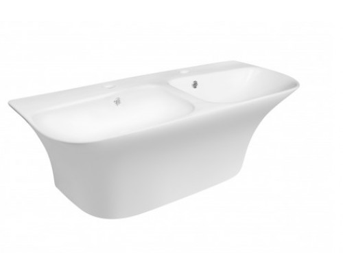 Раковина підвісна моноблок подвійна Qtap Virgo 1000х410х360 White з донним клапаном QT1811G760W