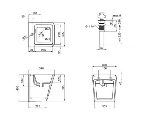 Раковина підвісна моноблок Qtap Tern 370х410х400 White з донним клапаном QT1711G808W