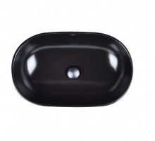 Раковина-чаша Qtap Leo 585х380х180 Matt black з донним клапаном QT1111A028MB