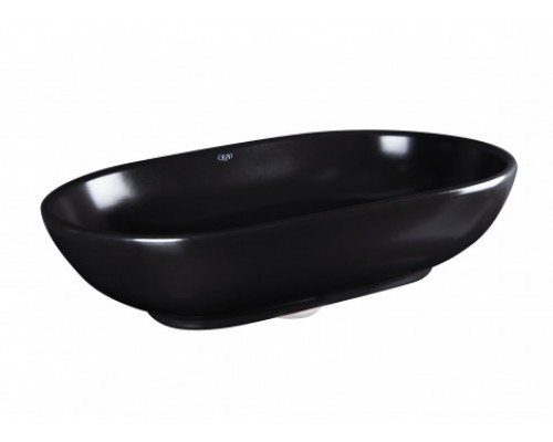 Раковина-чаша Qtap Leo 585х380х180 Matt black з донним клапаном QT1111A028MB