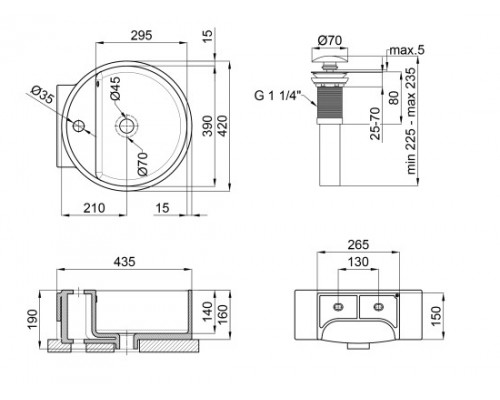 Раковина-чаша Qtap Swan 425х435х195 White з донним клапаном QT1611A005W