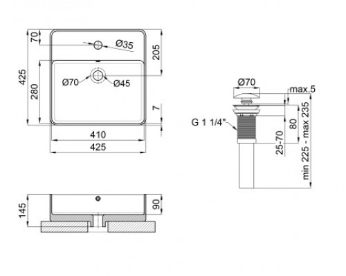 Раковина-чаша Qtap Crow 420х420х145 White з донним клапаном QT0511A054TW