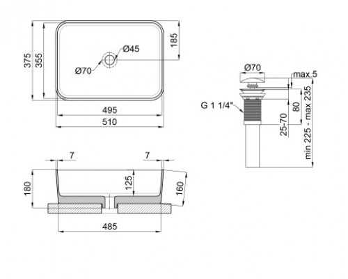 Раковина-чаша Qtap Tern 500х370х200 White з донним клапаном QT1711A048W