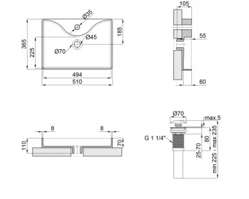Раковина-чаша Qtap Crow 515х370х120 White з донним клапаном QT0511A064W