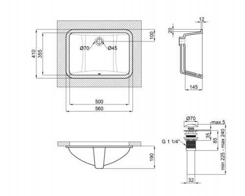 Раковина Qtap Stork 555х410х200 White з донним клапаном QT1511LU022W
