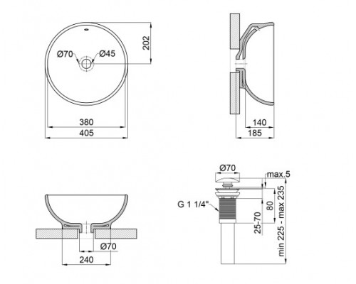 Раковина-чаша Qtap Robin 410х410х180 White з донним клапаном QT1311A004W