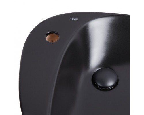 Раковина-чаша Qtap Leo 695х460х115 Matt black з донним клапаном QT1111A089TMB