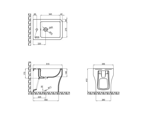 Біде підлогове Qtap Cardinal 520х360х405 White QT0444B660BW
