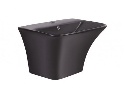 Раковина підвісна моноблок Qtap Crow 600х430х385 Matt black з донним клапаном QT0511G835MB