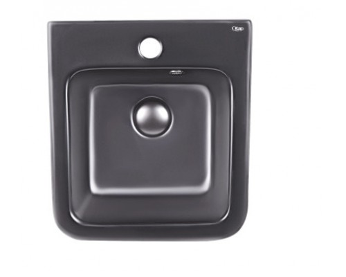 Раковина підвісна моноблок Qtap Tern 370х410х400 Matt black з донним клапаном QT1711G808MB