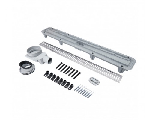 Трап Qtap Pisces CRM50800304 лінійний з комбінованим закривом та нержавіючою решіткою