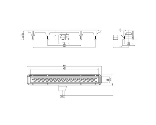 Трап Qtap Taurus BLA50800304 лінійний з комбінованим закривом та нержавіючою решіткою