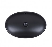 Раковина-чаша Qtap Dove 625х415х150 Matt black з донним клапаном QT063077MBMB