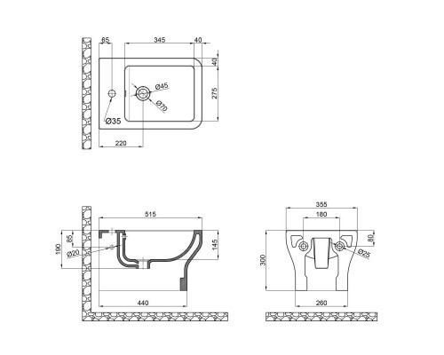 Біде підвісне Qtap Cardinal 520х360х300 White QT0455B660W