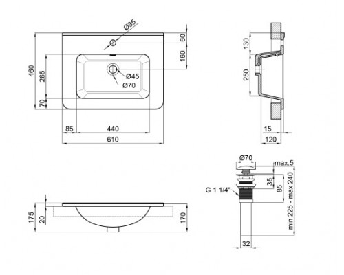 Раковина Qtap Albatross 9H 600х460х180 White з донним клапаном QT01119060HW