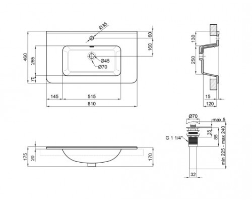 Раковина Qtap Albatross 9H 800х460х180 White з донним клапаном QT01119080HW