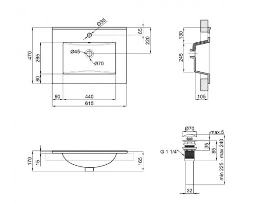 Раковина Qtap Albatross E 600х460х180 White з донним клапаном QT01119060EW