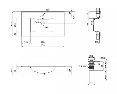 Раковина Qtap Albatross E 800х460х180 White з донним клапаном QT01119080EW