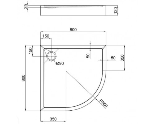 Душовий піддон Qtap Robin 308812C 80x80x12 см + сифон