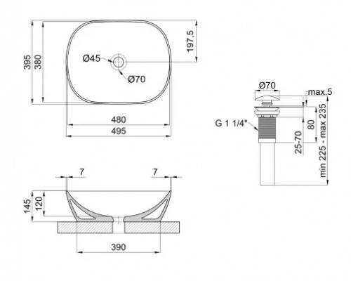 Раковина-чаша Qtap Aquarius 490x395x150 White з донним клапаном QT21112143W