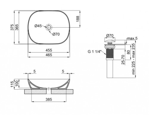 Раковина-чаша Qtap Aquarius 465x375x115 White з донним клапаном QT21112185W