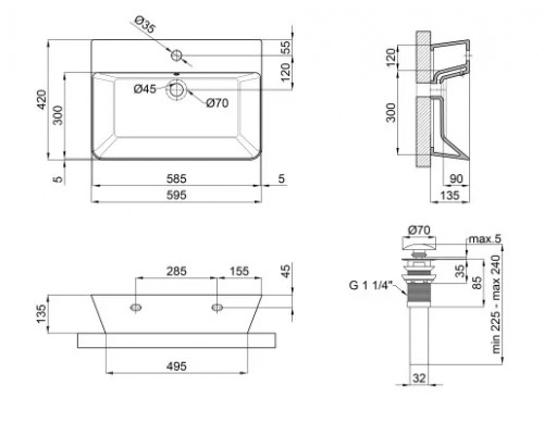 Раковина Qtap Virgo 600x420x140 White з донним клапаном QT18112253W