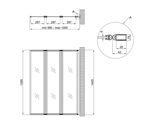 Qtap Штора на ванну  Gemini WHI40114RP4 стекло Pear 4 мм, 100x140 см