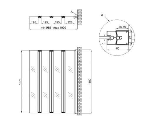 Qtap Штора на ванну  Gemini WHI40114RP6 стекло Pear 6 мм, 100x140 см