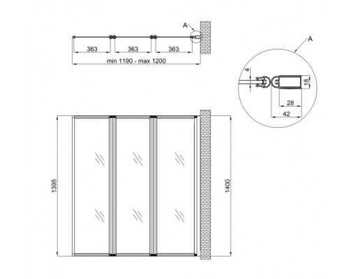 Qtap Штора на ванну  Gemini WHI401214RP4 стекло Pear 4 мм, 120x140 см