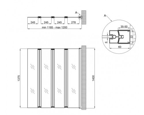 Qtap Штора на ванну  Gemini WHI401214RP6 стекло Pear 6 мм, 120x140 см