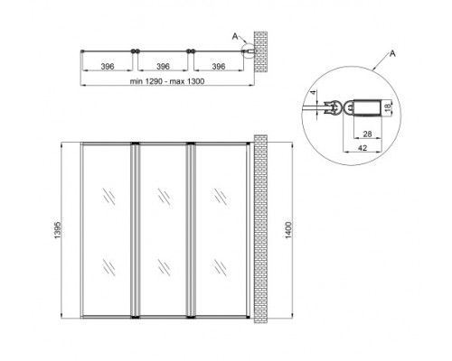 Qtap Штора на ванну  Gemini WHI401314RP4 стекло Pear 4 мм, 130x140 см