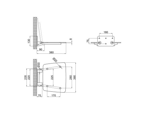 Сидіння для душу Qtap Comfort , квадратне, металеве, чорний мат BLA5035 (Чехія)