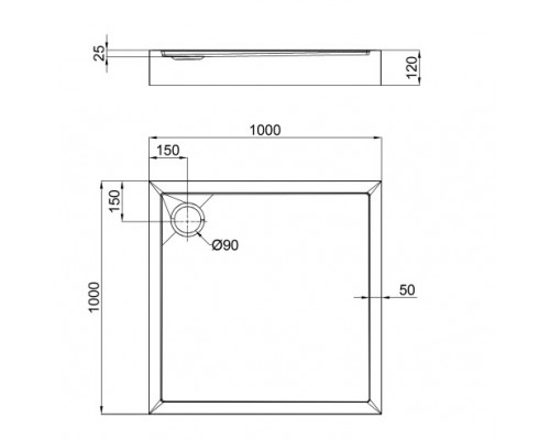 Душовий піддон Qtap Tern 301112 100x100x12 см + сифон