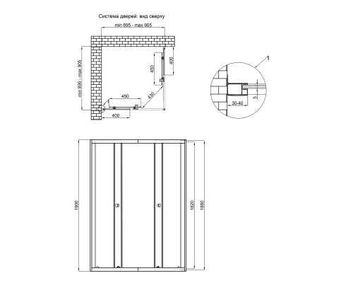 Душова кабіна Qtap Presto New CRM1099SC5 1900х900х900 мм, скло Clear, без піддона