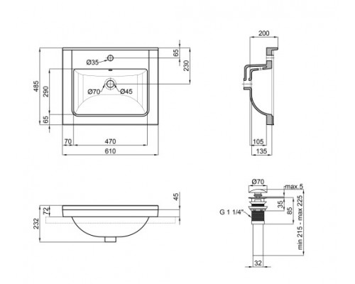 Раковина Qtap Albatross Q 600х480х230 White з донним клапаном QT01115060QW