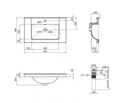 Раковина Qtap Albatross Q 800х480х230 White з донним клапаном QT01115080QW