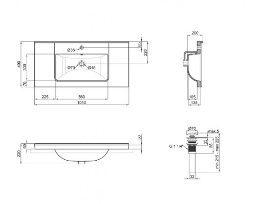 Раковина Qtap Albatross Q 1000х480х230 White з донним клапаном QT01115100QW