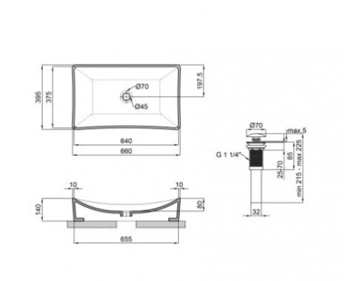 Раковина-чаша Qtap Crow 655х380х140 White з донним клапаном QT05117065HW
