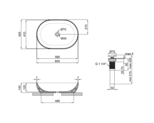 Раковина-чаша Qtap Cardinal 600х400х145 White з донним клапаном QT04117060IW