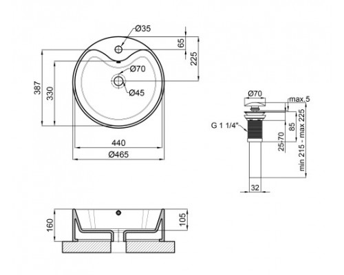 Раковина-чаша Qtap Scorpio 460х460х155 White з донним клапаном QT14117046LW