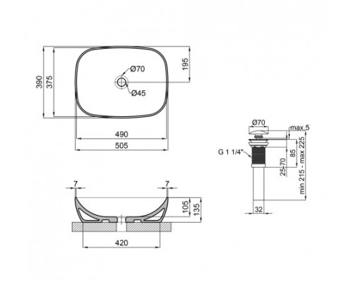Раковина-чаша Qtap Cardinal 500х380х140 White з донним клапаном QT04117050TW