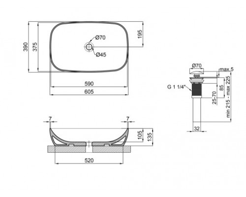 Раковина-чаша Qtap Cardinal 600х380х140 White з донним клапаном QT04117060TW