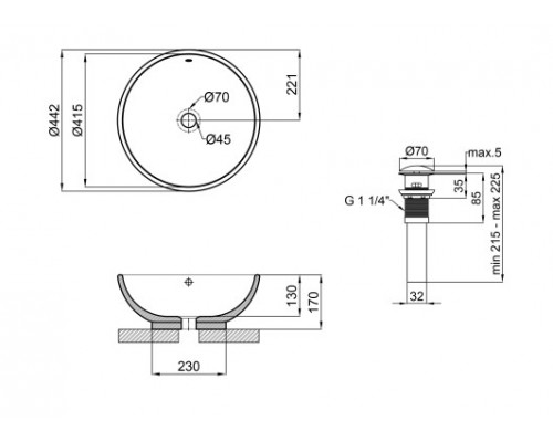 Раковина-чаша Qtap Amazon 430х430х160 White з донним клапаном QT02117043NW