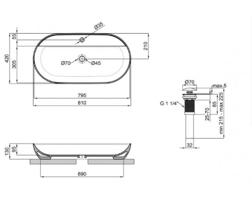 Раковина-чаша Qtap Scorpio 815х410х135 White з донним клапаном QT142203PW