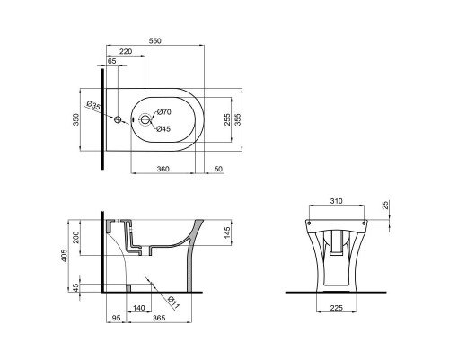 Біде підлогове Qtap Presto 540х340х400 White QT24441217C