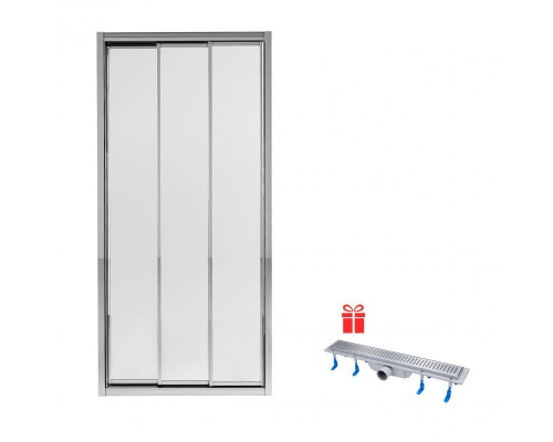 Набір Qtap двері в нішу Unifold CRM208.C4 78-81x185 см, скло Clear 4 мм, покриття CalcLess + трап лінійний Dry FB304-600 з сухим закривом та