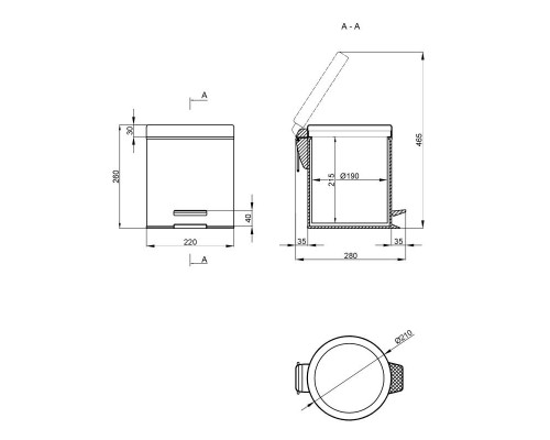 Відро для сміття Lidz (CRM) 121.01.05 5 л