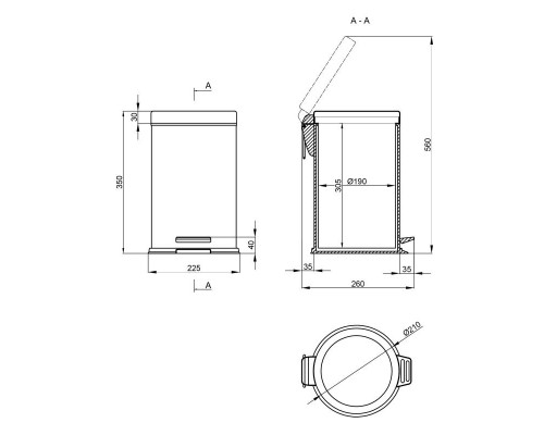 Відро для сміття Lidz (CRM) 121.01.08 8 л