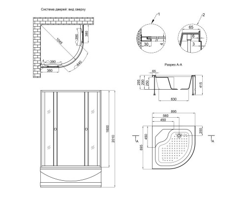 Душова кабіна Lidz Wieza SC90x90.SAT.HIGH.L, скло Linie 4 мм